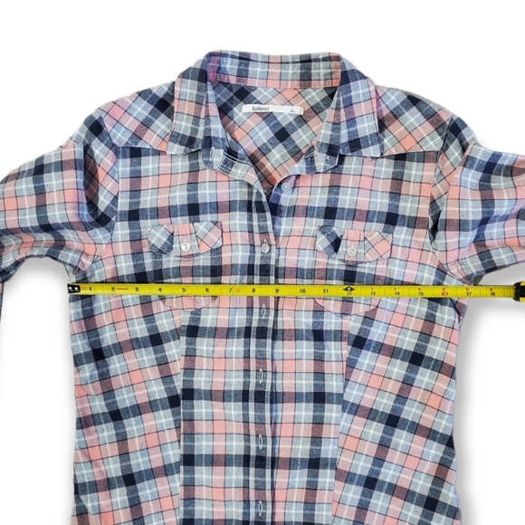 Baleno Checkered Plaid Blouse Flannel Shirt Size Large fitted button down - Picture 4 of 5
